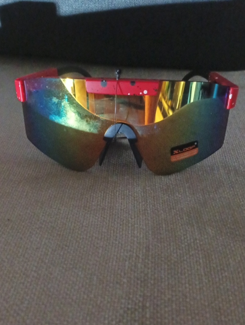 Red-Accented Reflective Sports Sunglasses